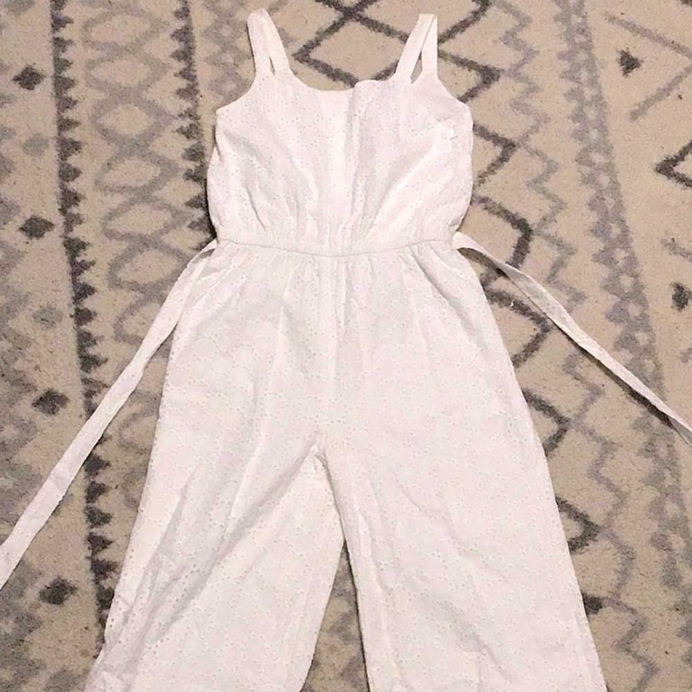 Girls white embroidered jumpsuit size 10